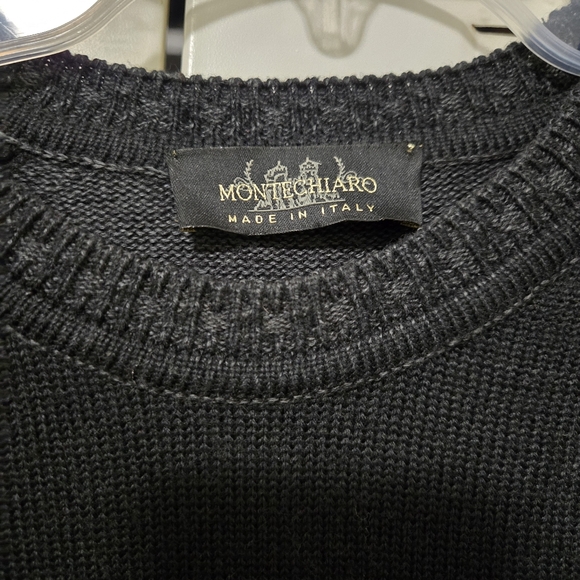 Montechiaro Men's Pullover Sweater Wool Blend Black Size 2XL - Picture 3 of 8